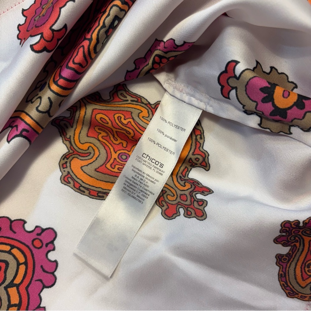 Chicos Women’s Long Sleeve Blouse Multicolor Paisley Floral Size 1 - Picture 4 of 5